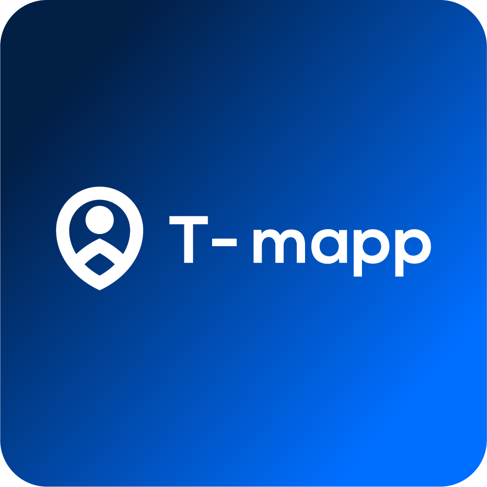 Logo T-mapp en fondo escuro