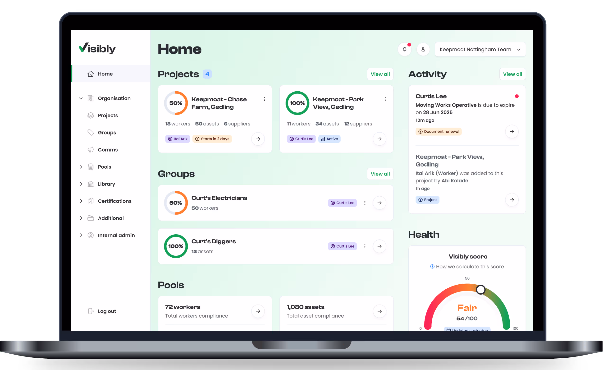 A shot of the new Visibly home dashboard.