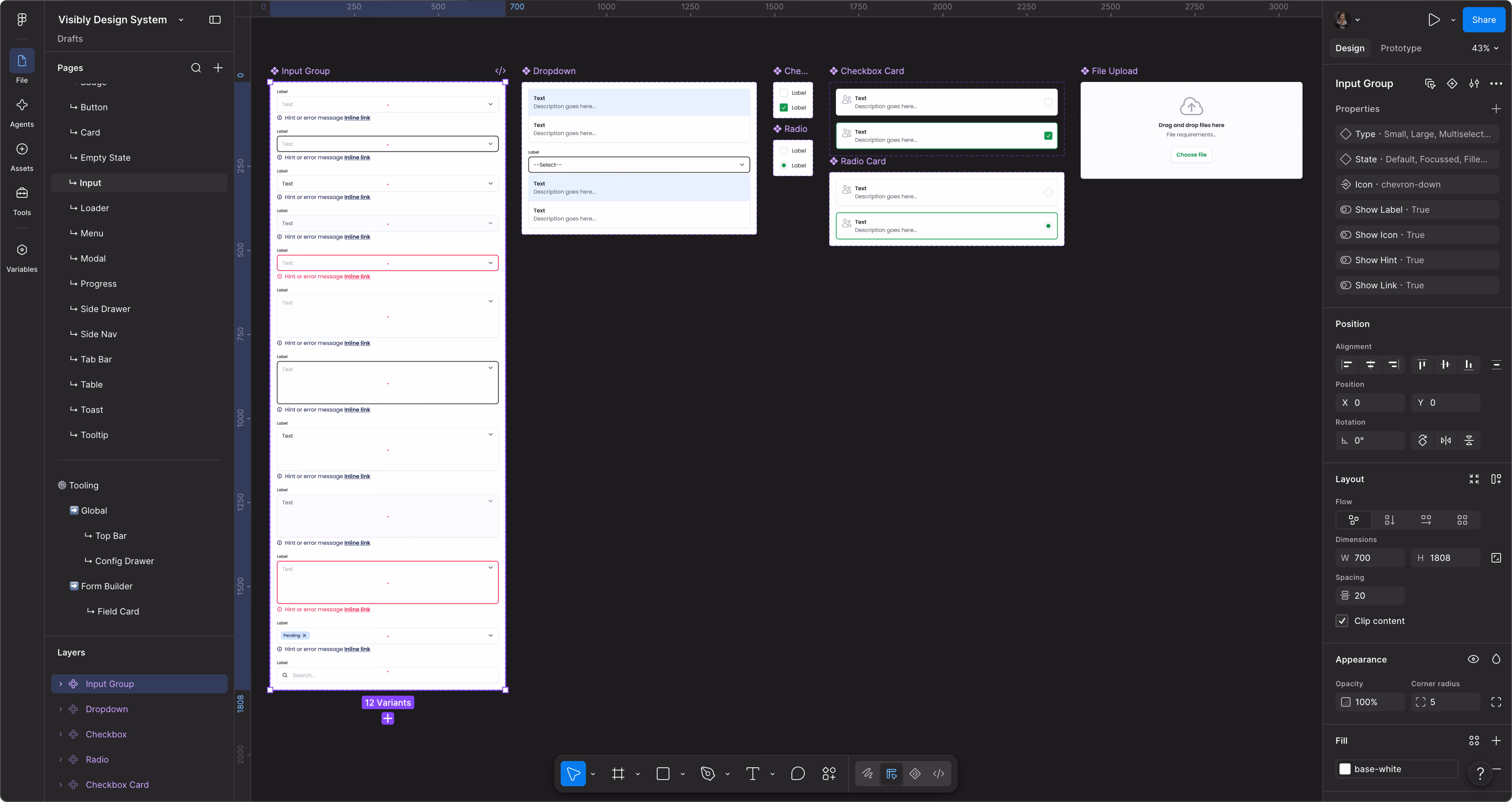 A screenshot of the input component collection.