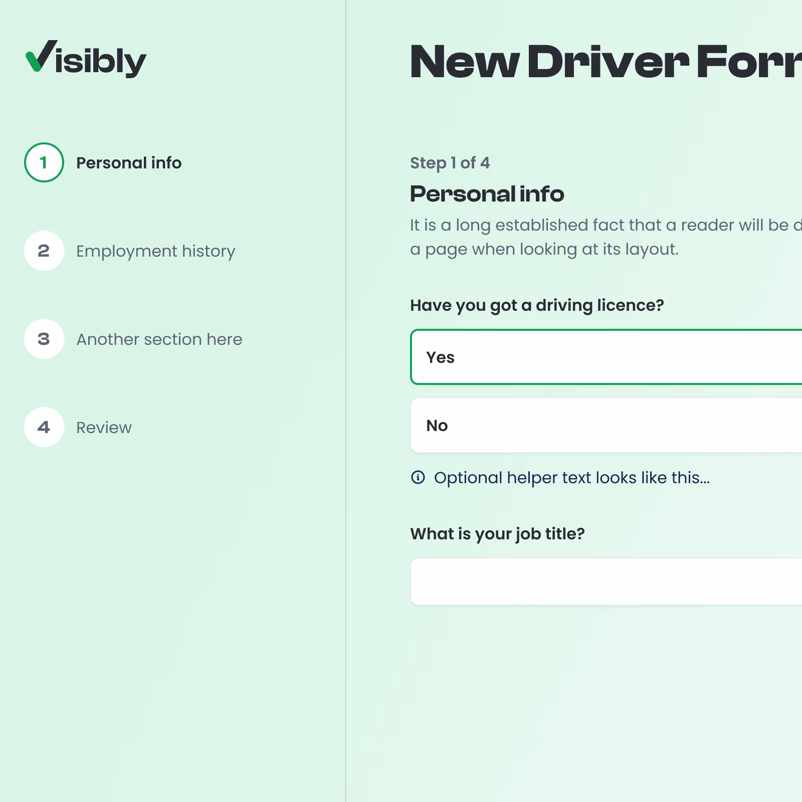A close up shot of the form builder preview interaction.