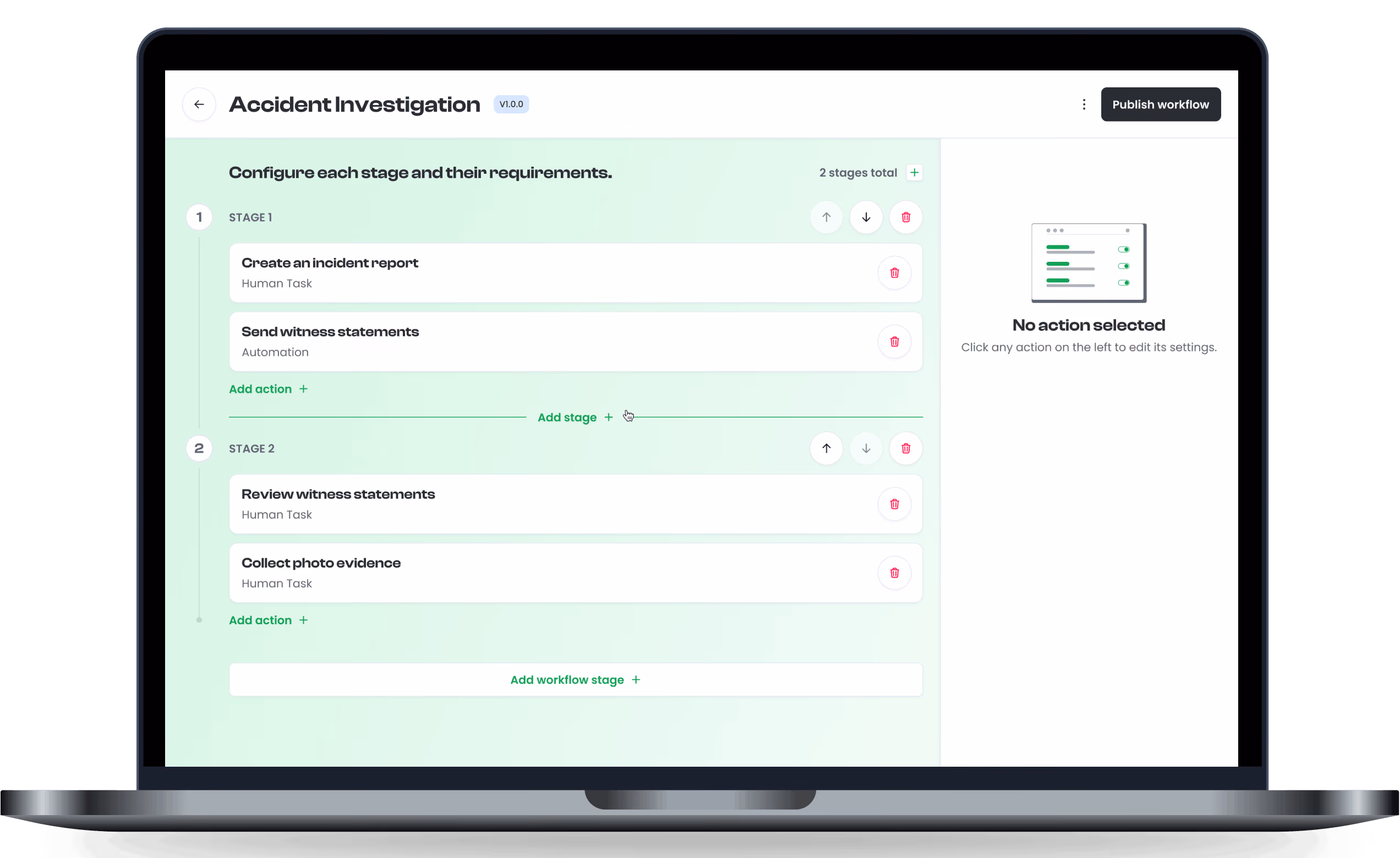 A product shot of the workflow builder.