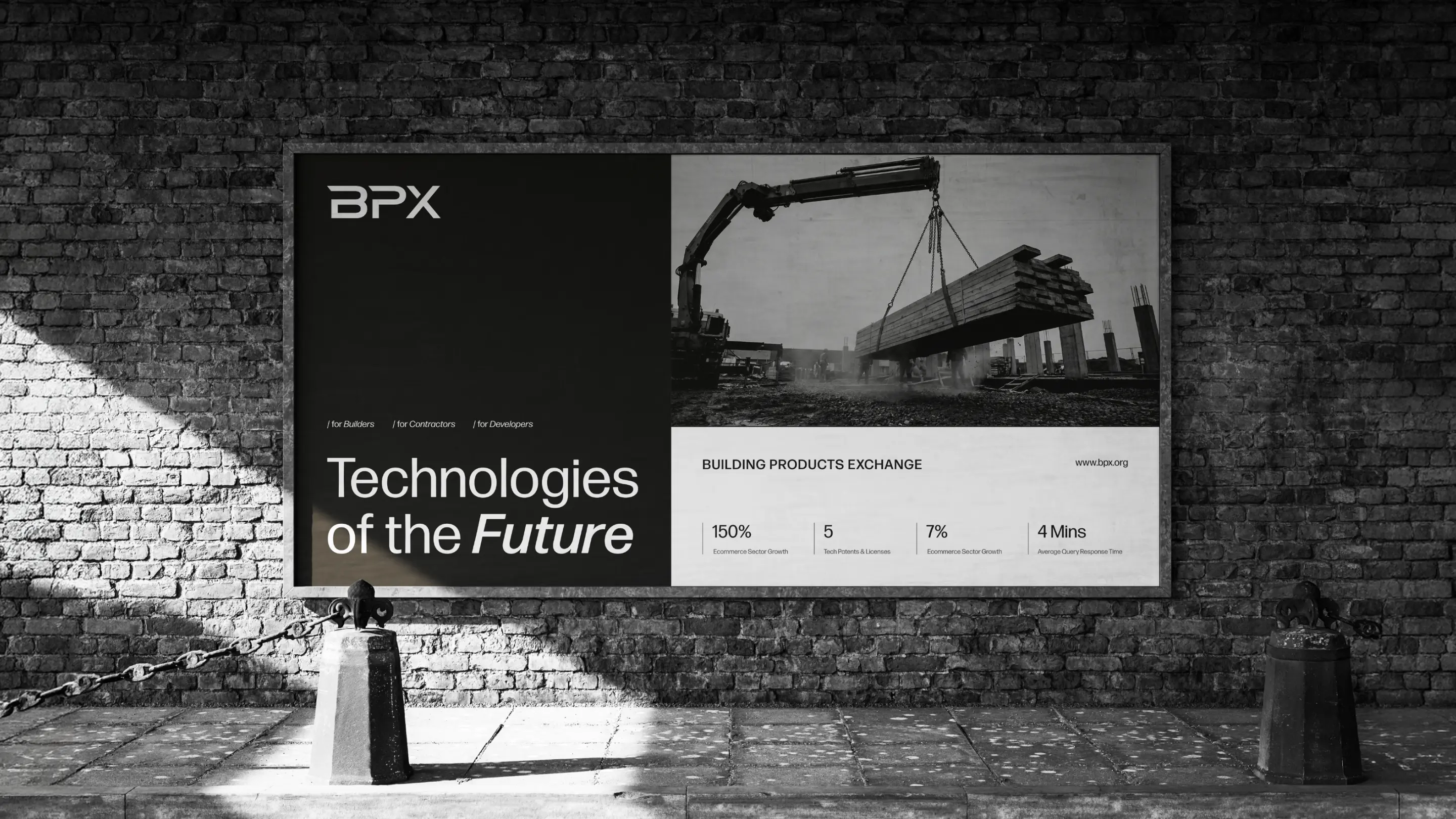 BPX brand and statistics on a billboard, designed by KNSY 