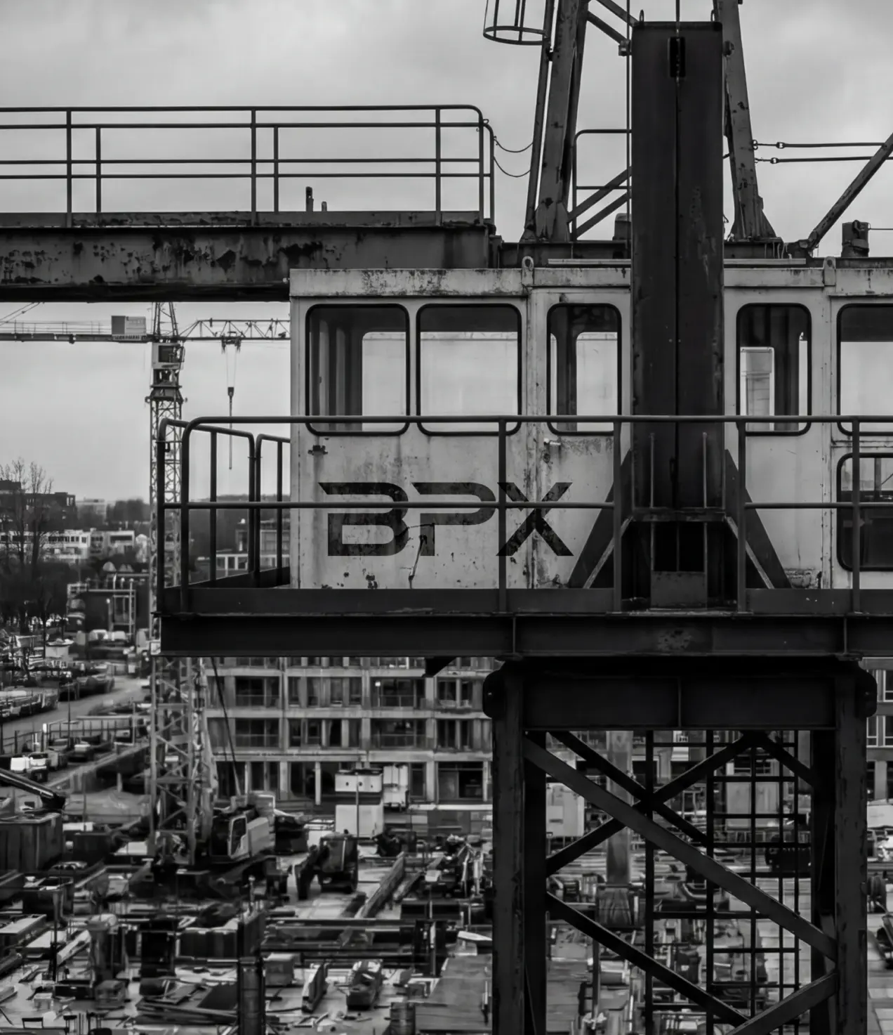 BPX brand designed by KNSY and displayed printed on a crane