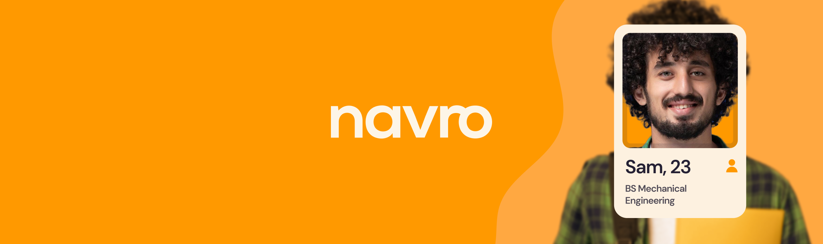 Navro branded banner with a logo in the centre and an image of a potential MedTech candidate