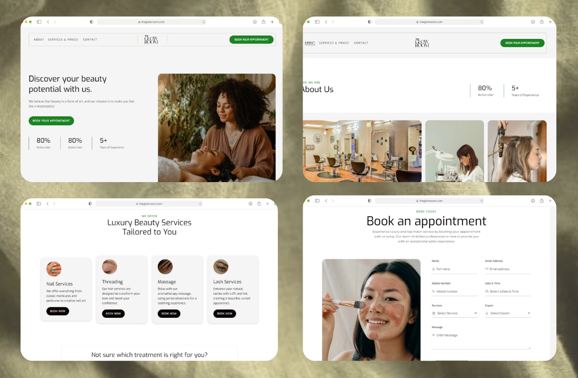 Wellness Beauty services website and brand design case study