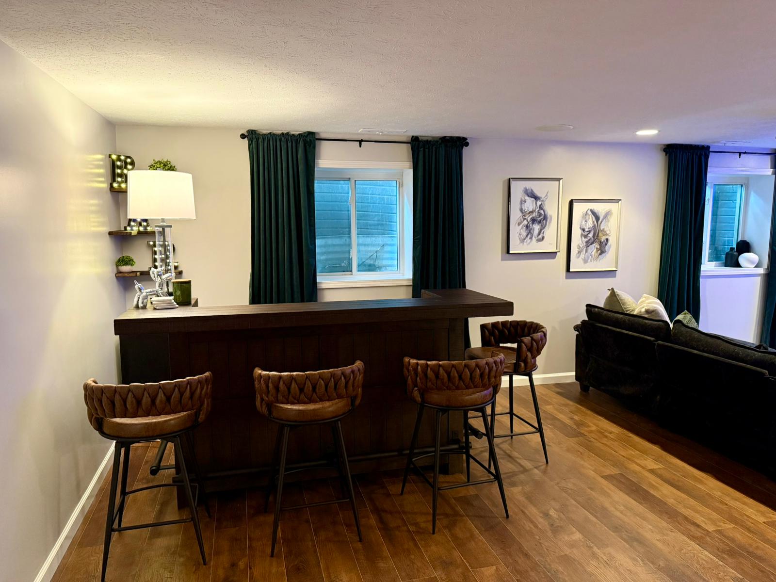 After — custom wet bar in a finished Pepper Pike basement — Manzil
