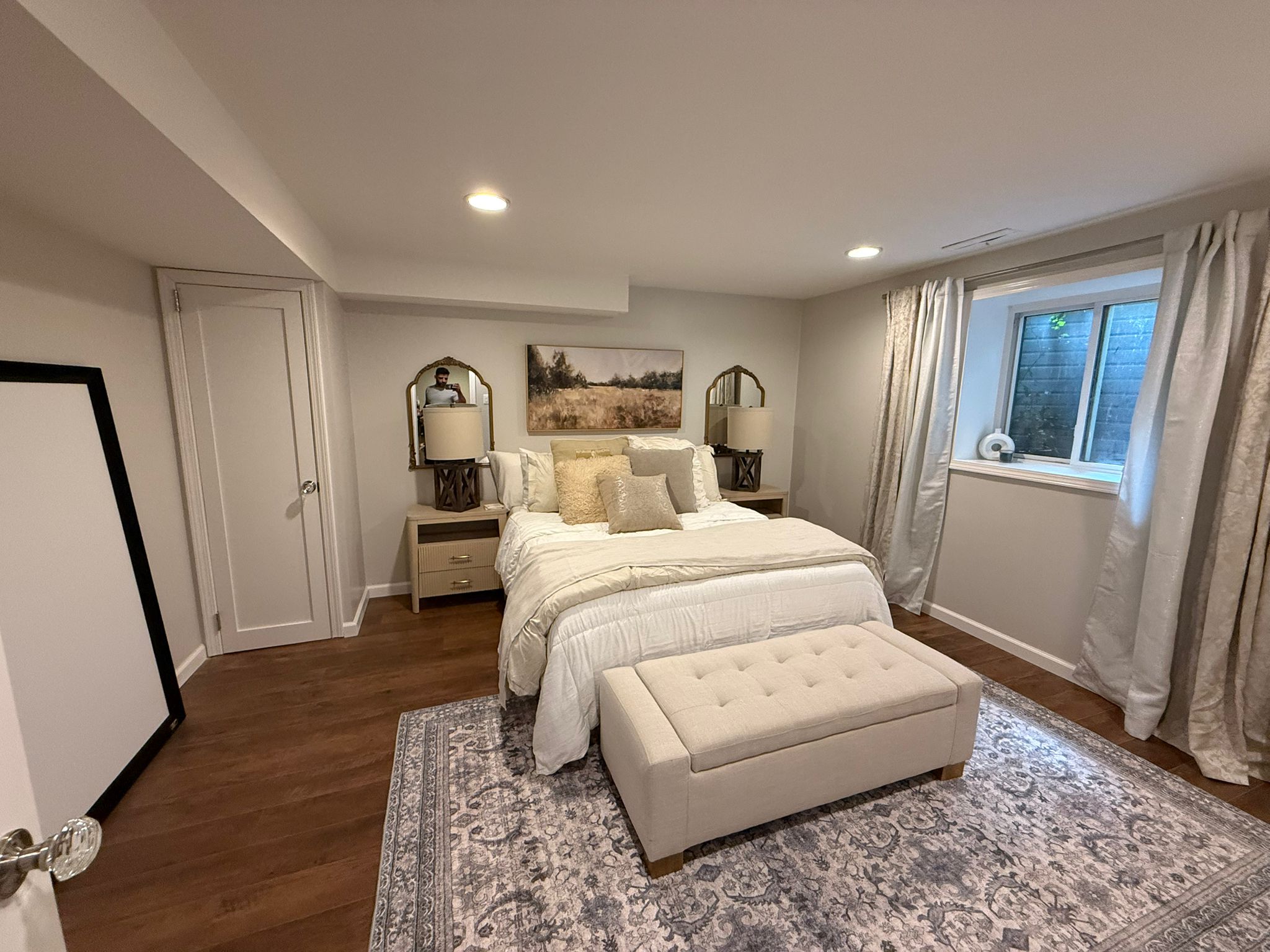 New basement bedroom in Pepper Pike, OH, finished by Manzil Renovation