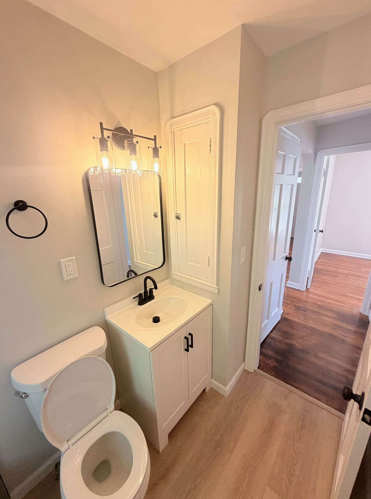New bathroom vanity and fixtures, Wayland Ave Cleveland renovation