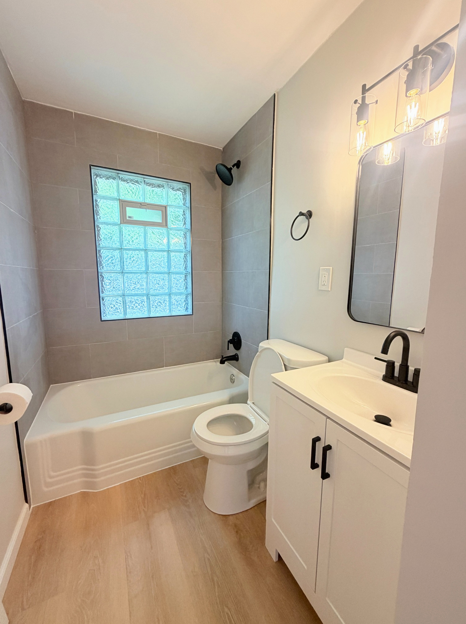 Full view of the remodeled bathroom, Wayland Ave Cleveland renovation