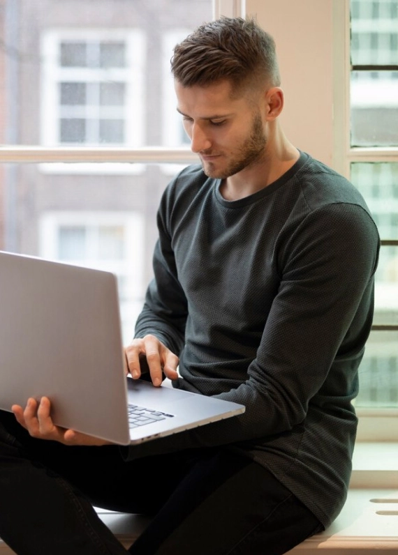 boy working on a laptop