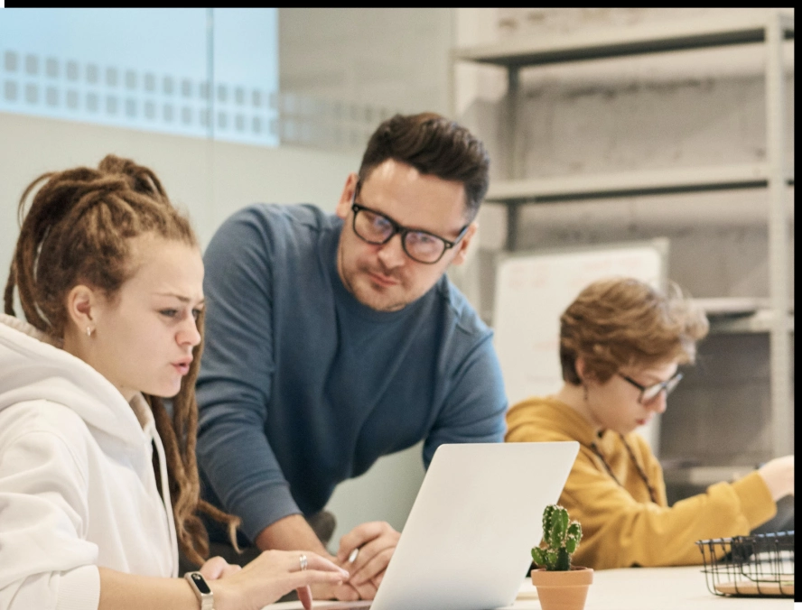 talking with colleague