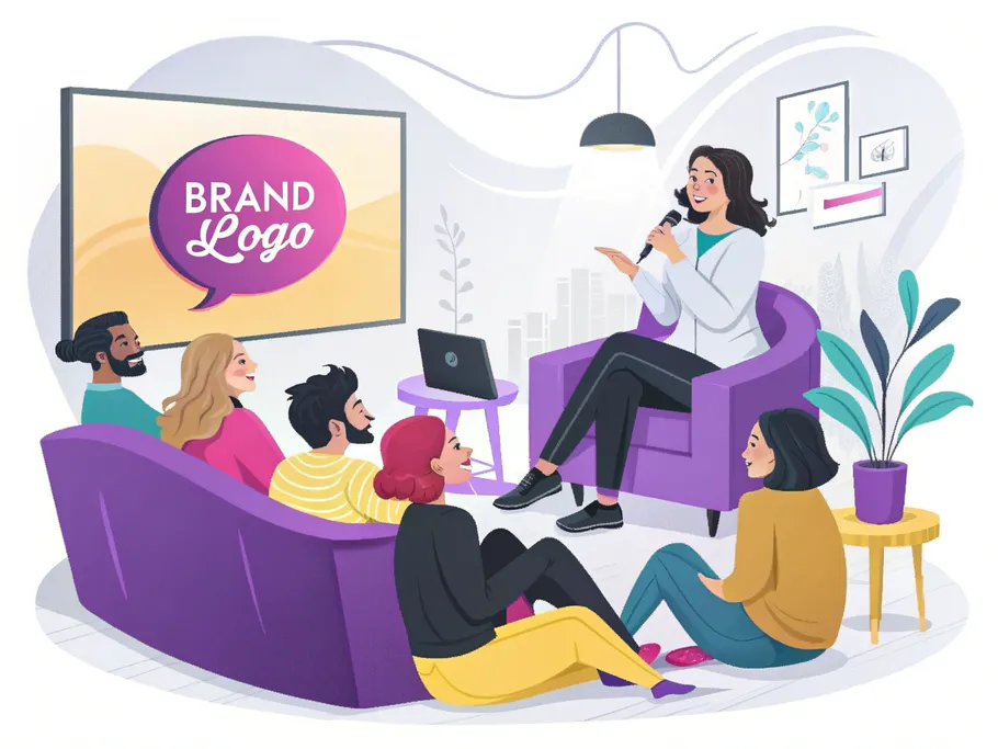 An influencer engaging with a diverse group of people, symbolizing community and connection in influencer marketing.