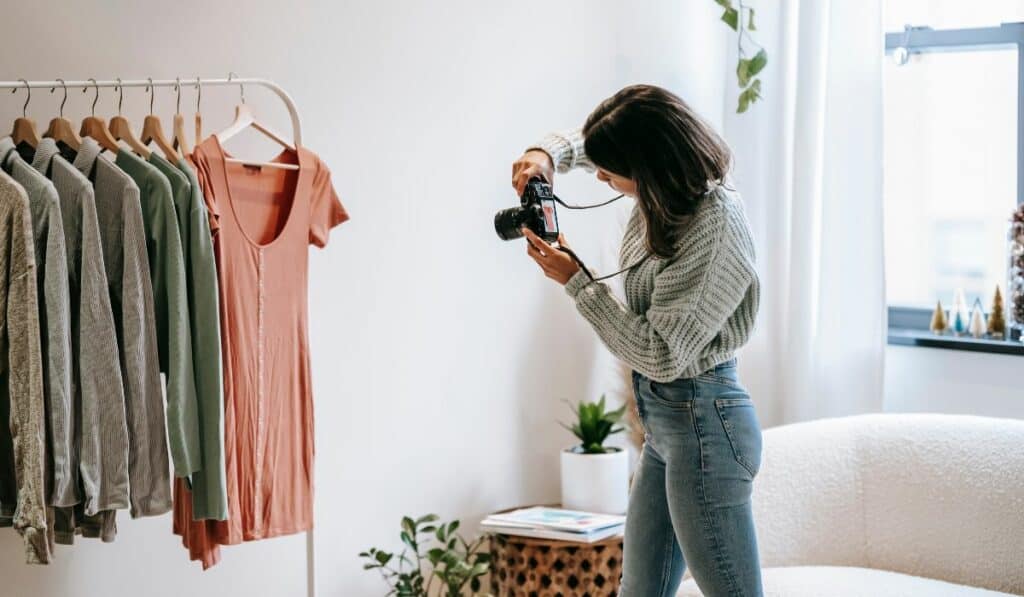Taking multiple photos of clothes for Instagram