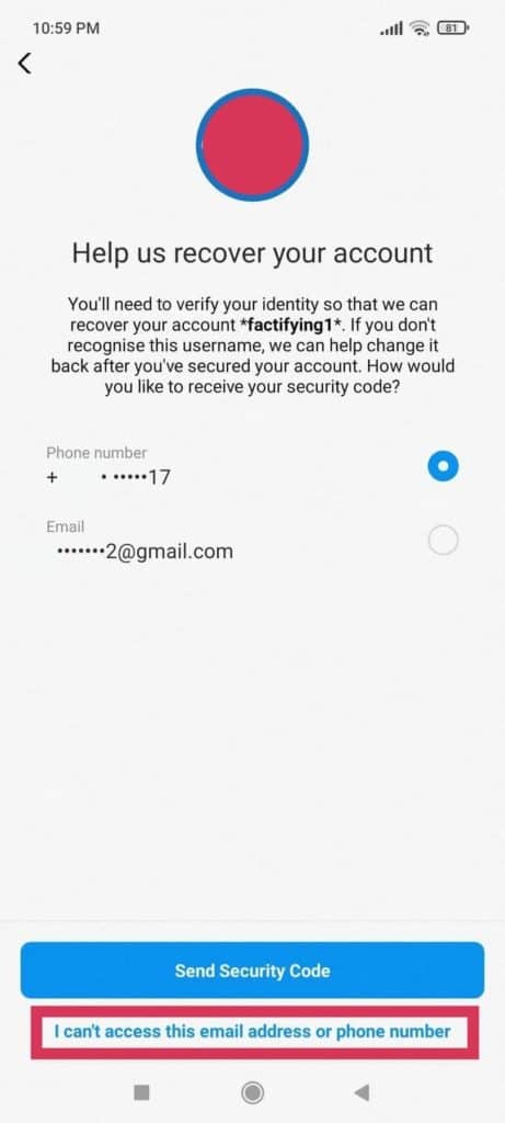 Step 2- How To Recover Instagram Account Without Email