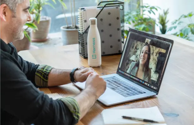 Man having a video call on a laptop
