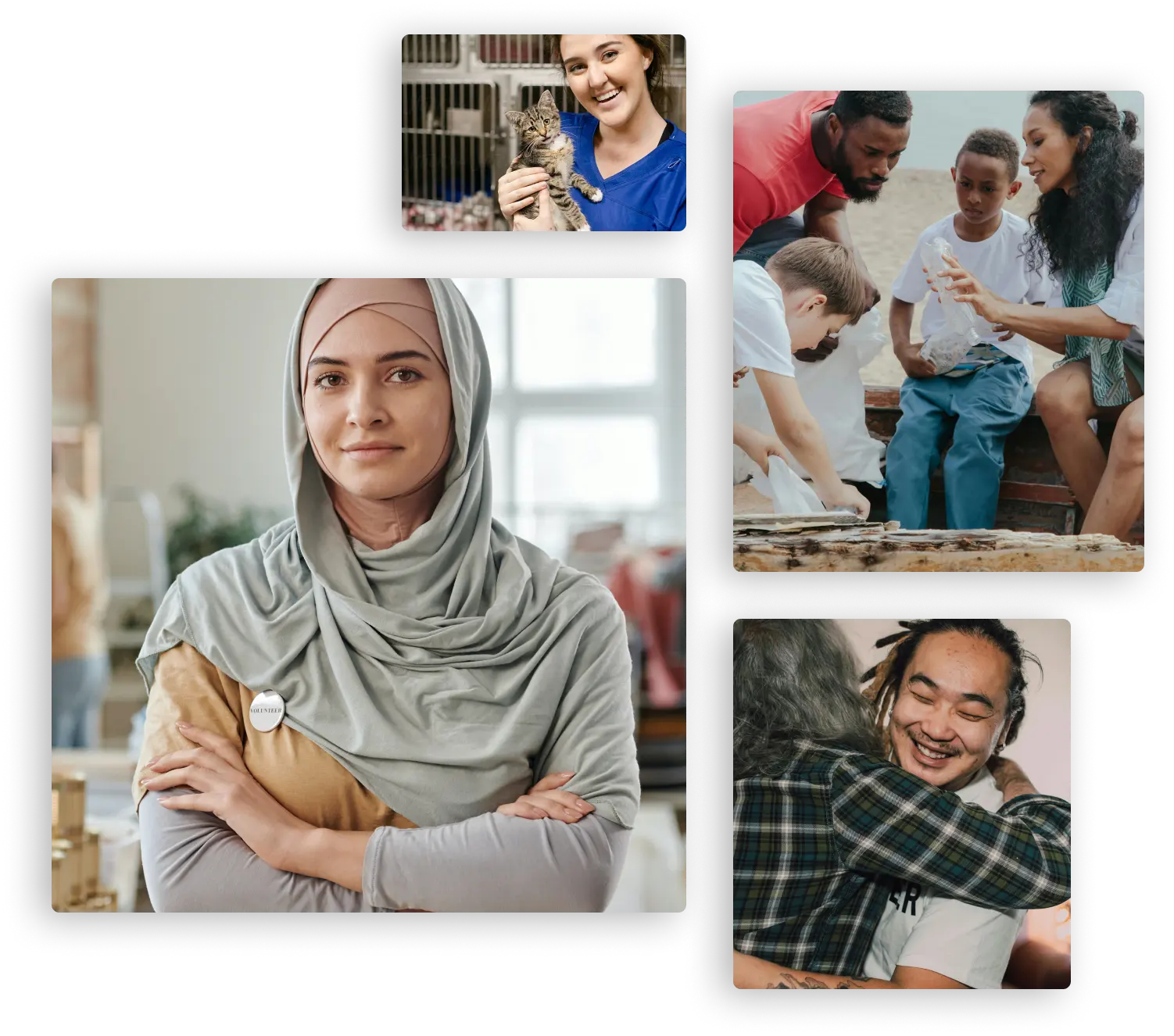 Four photos of people
