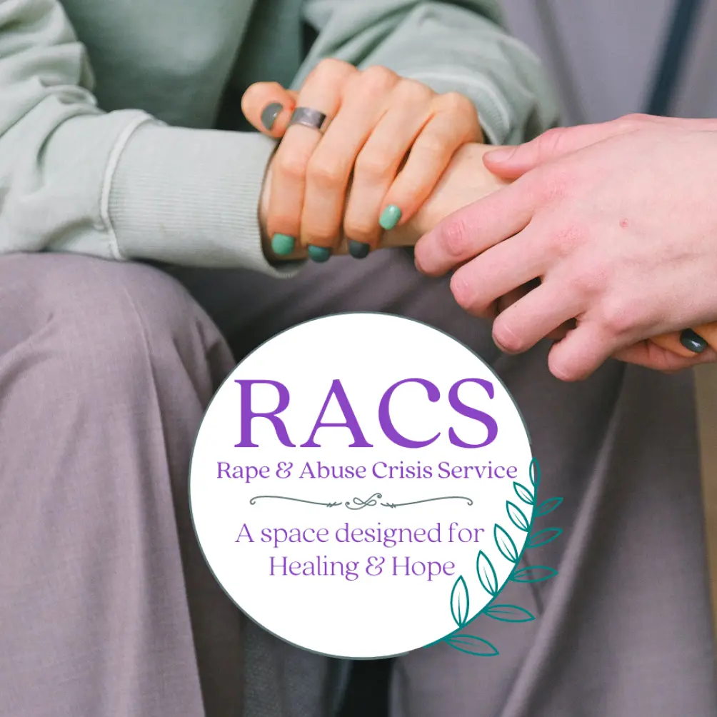 RACS logo and a photo of two people holding hands