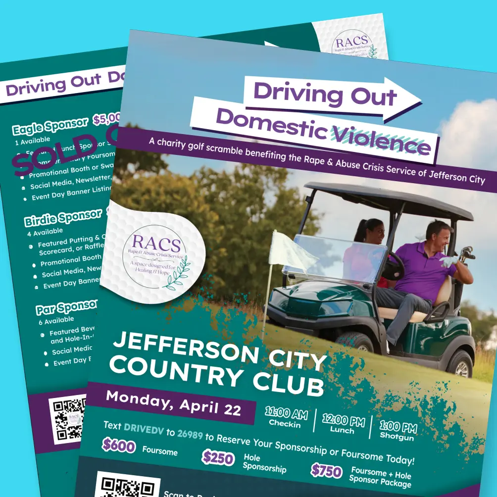 Flyers for a charity golf scramble