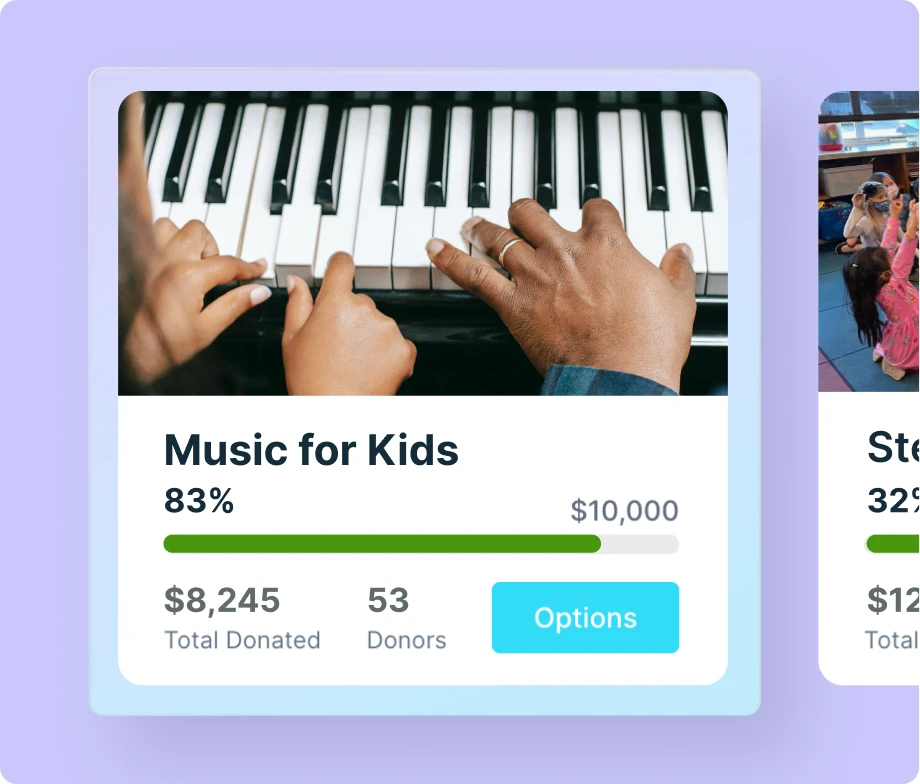 Fundraising campaign with progress bar