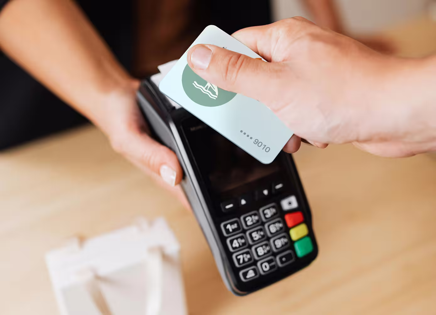 Hand paying with a credit card