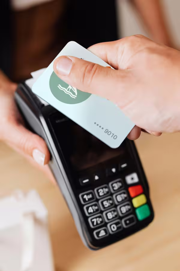 Hand paying with a credit card