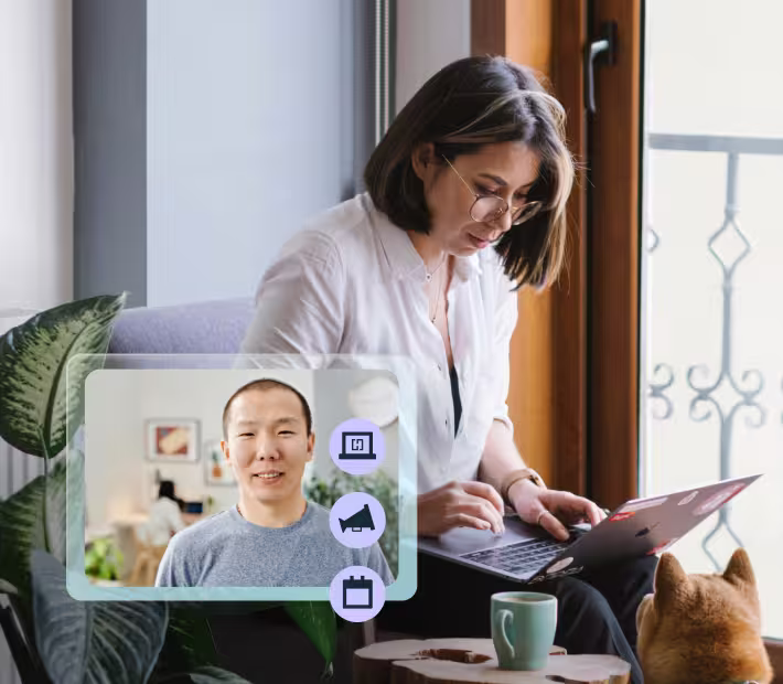 Woman and man on a video call