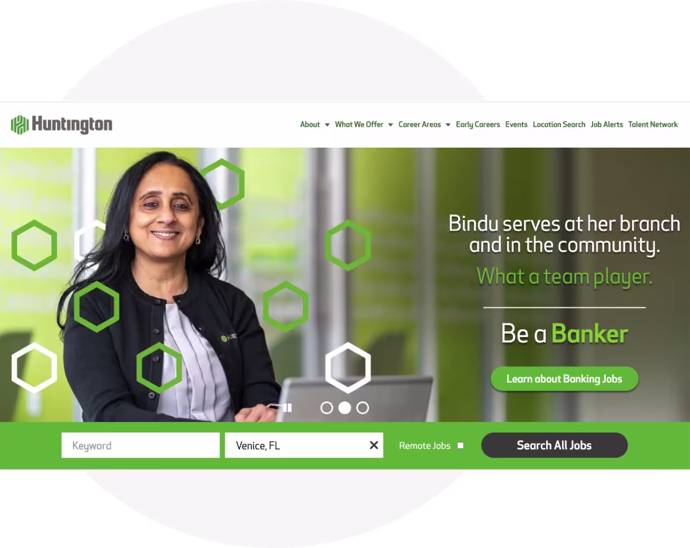 Huntington Bank career site page example