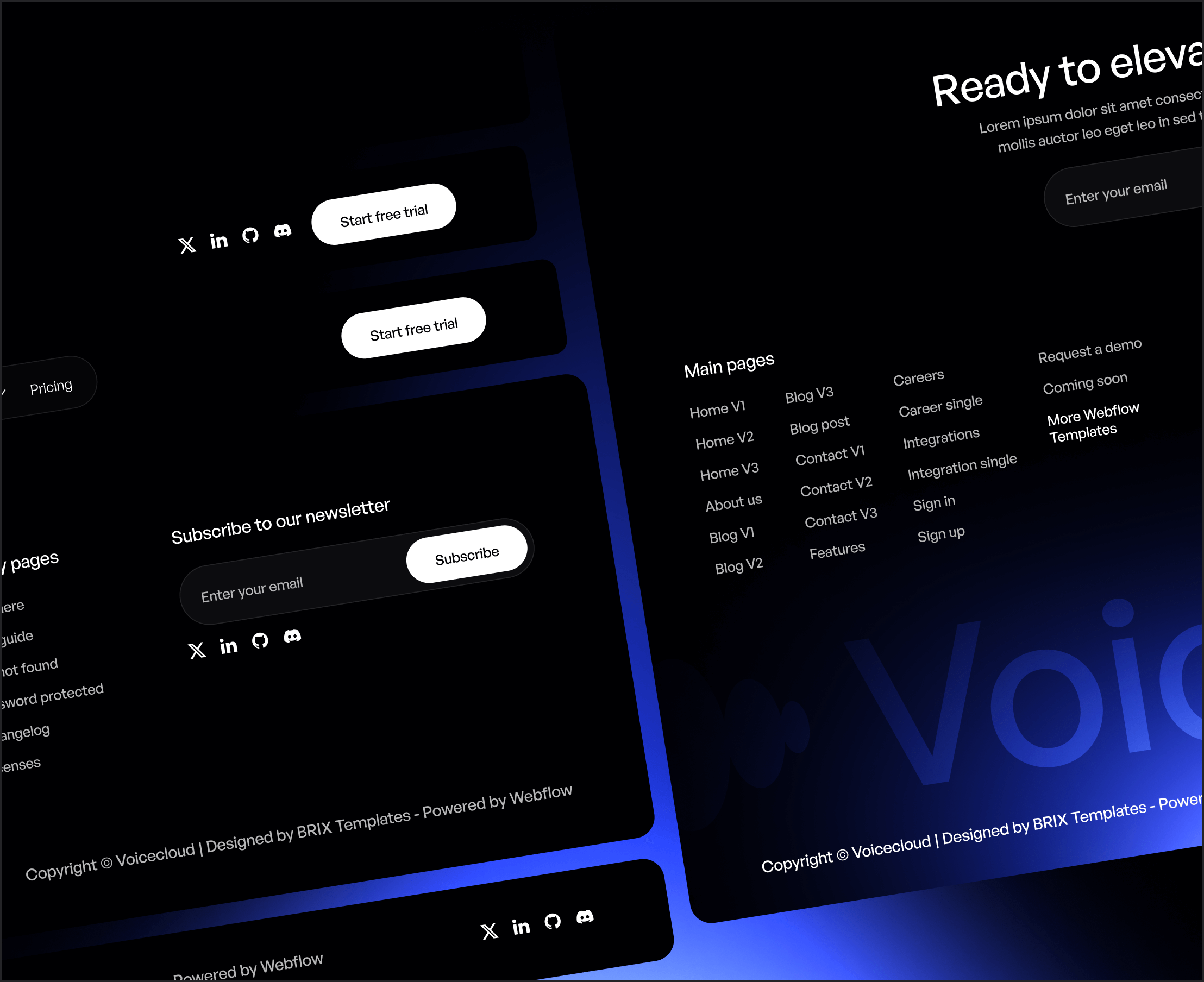 VoiceCloud - Headers and Footers - Text to Speech App Webflow Template | BRIX Templates
