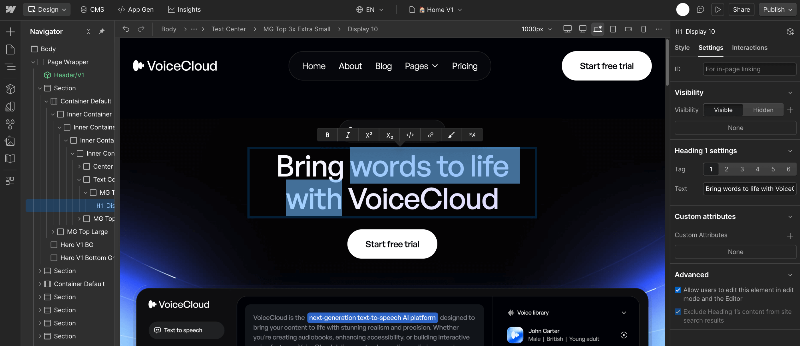 Static Content - VoiceCloud - Webflow Template | BRIX Templates