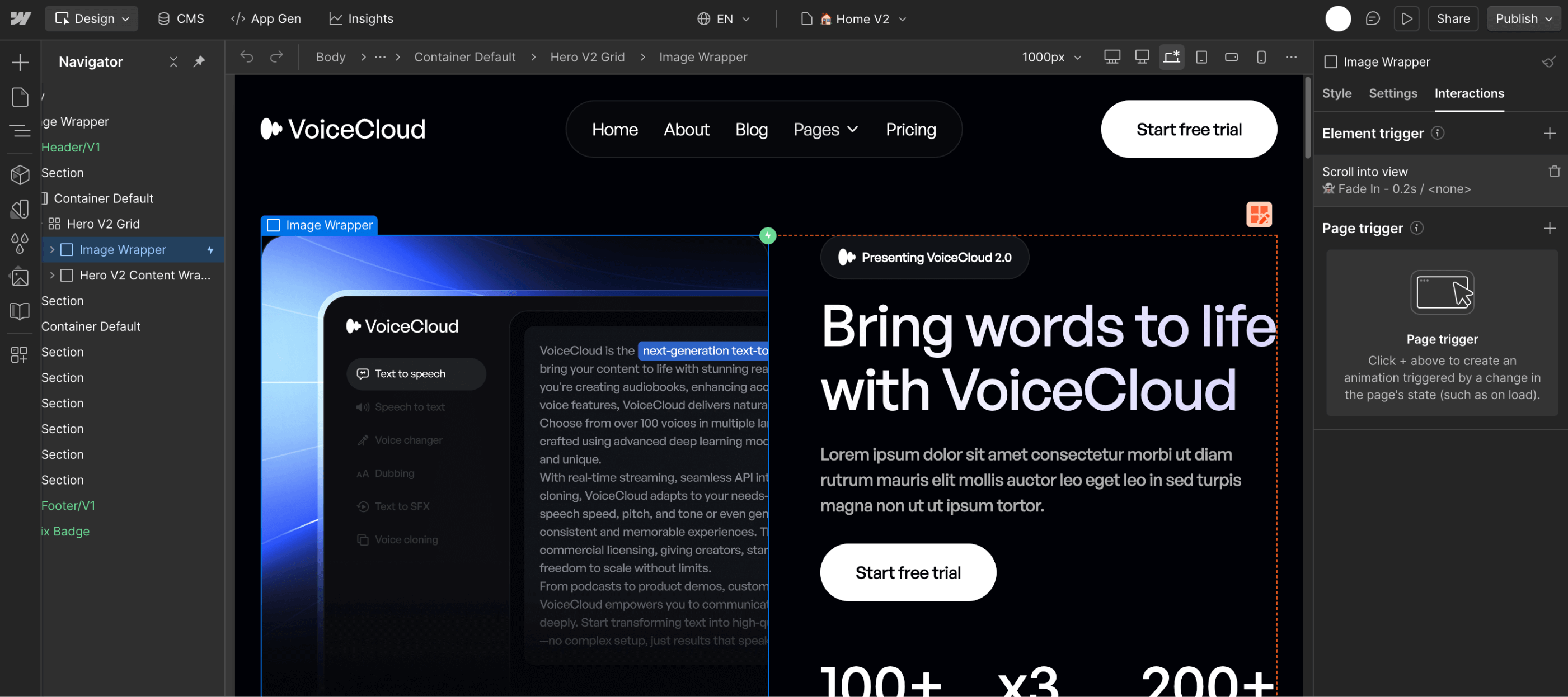 Animations - VoiceCloud - Webflow Template | BRIX Templates