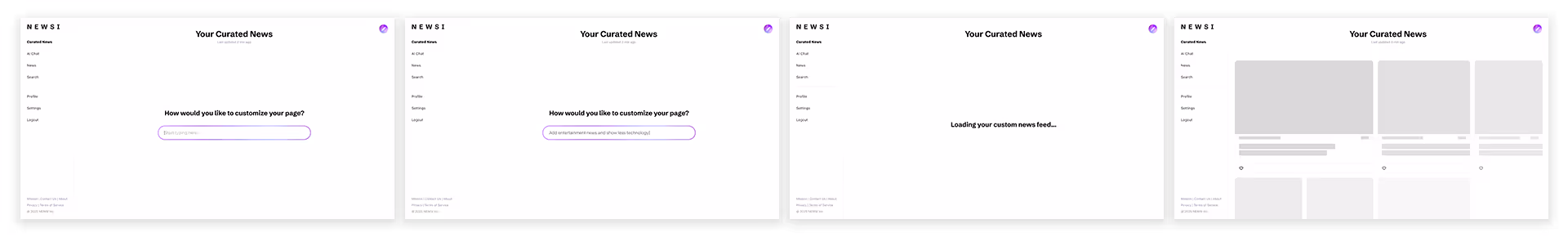 The second option created for the user flow, showing the chat feature as a full screen display, completely removing visual cues of what the user might be editing in the first place. This was determined to be less intuitive.