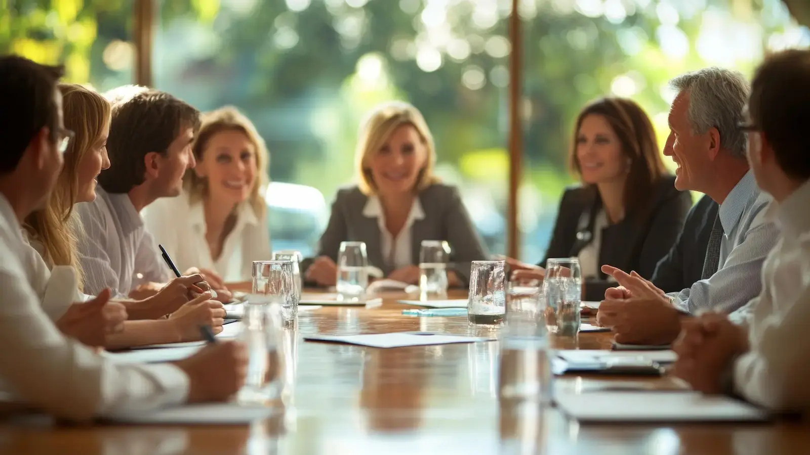 Group of people gathered around the conference table.