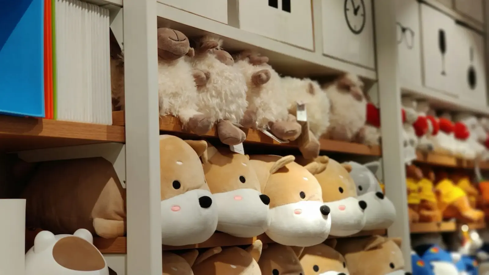 Toys on a store shelf.