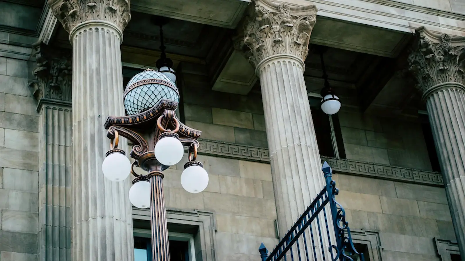 A building facade with doric-style columns.