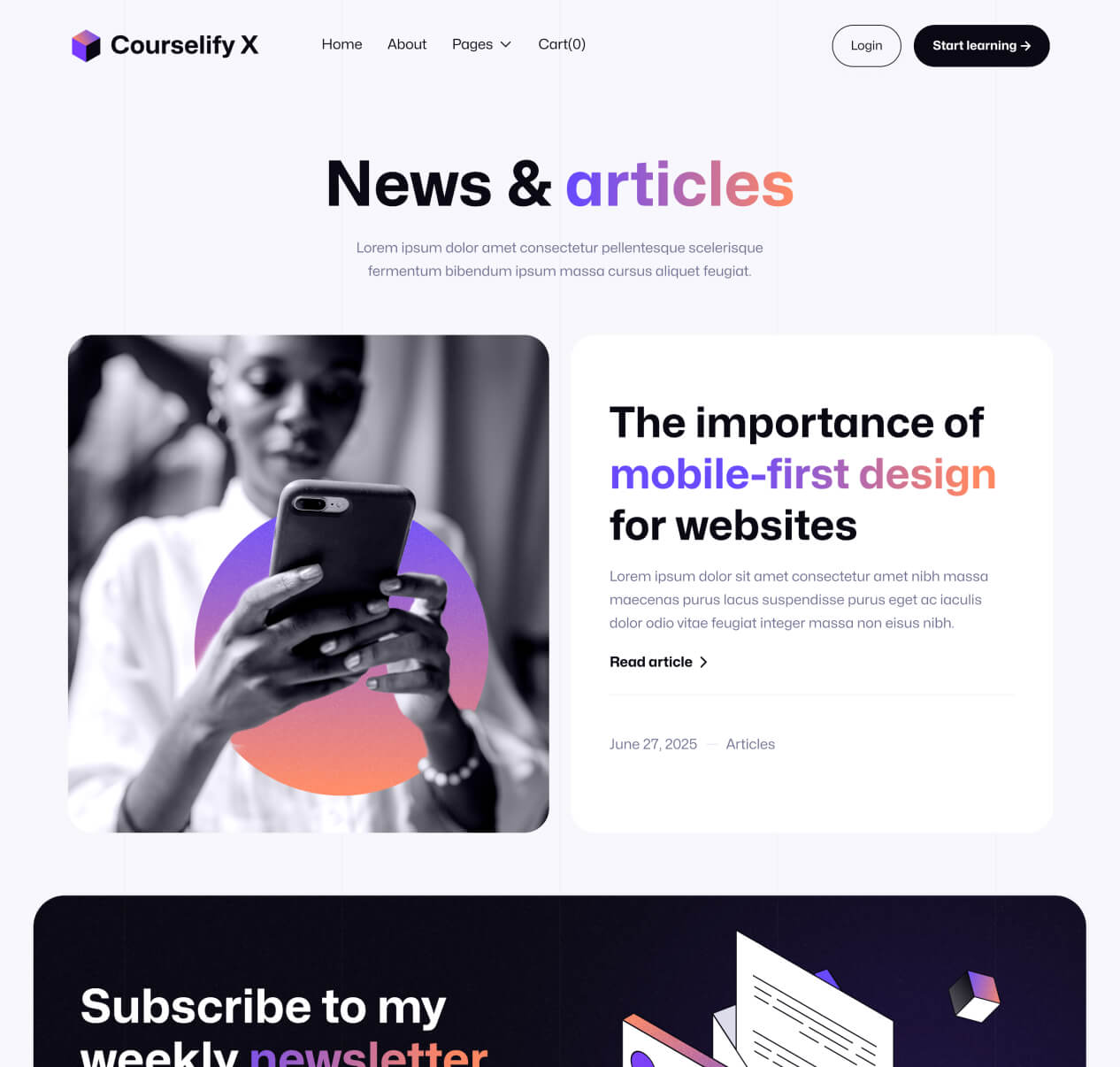 Courselify X - Blog V1 Page - Course Webflow Template