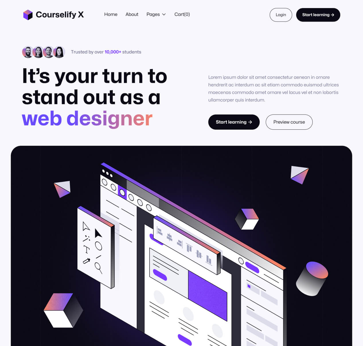 Courselify X - Home V3 Page - Course Webflow Template