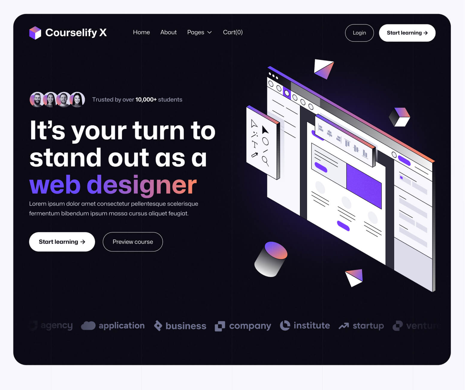Courselify X - Home V1 Page - Course Webflow Template