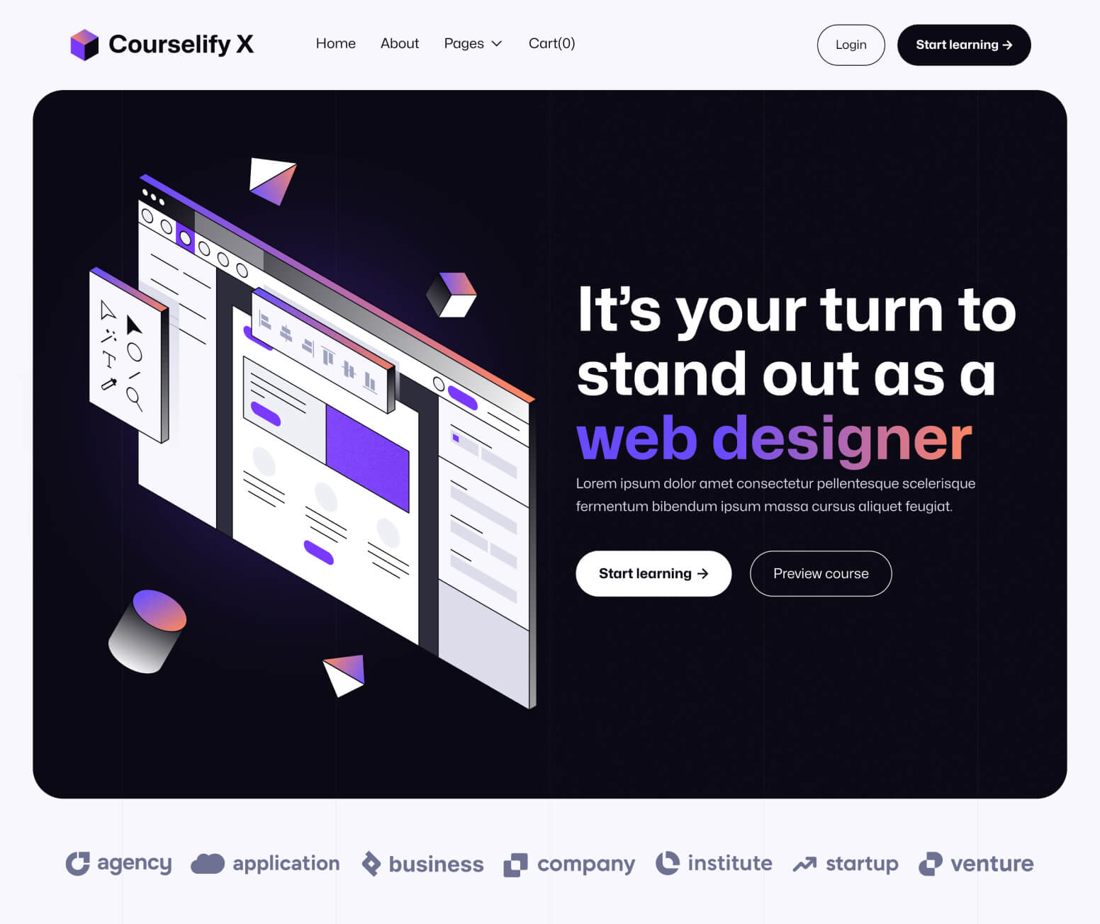 Courselify X - Home V2 Page - Course Webflow Template