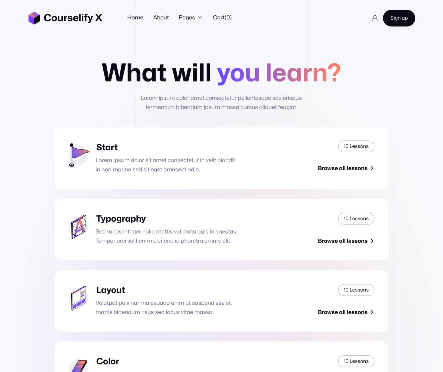Courselify X - Chapters Premium Page - Course Webflow Template