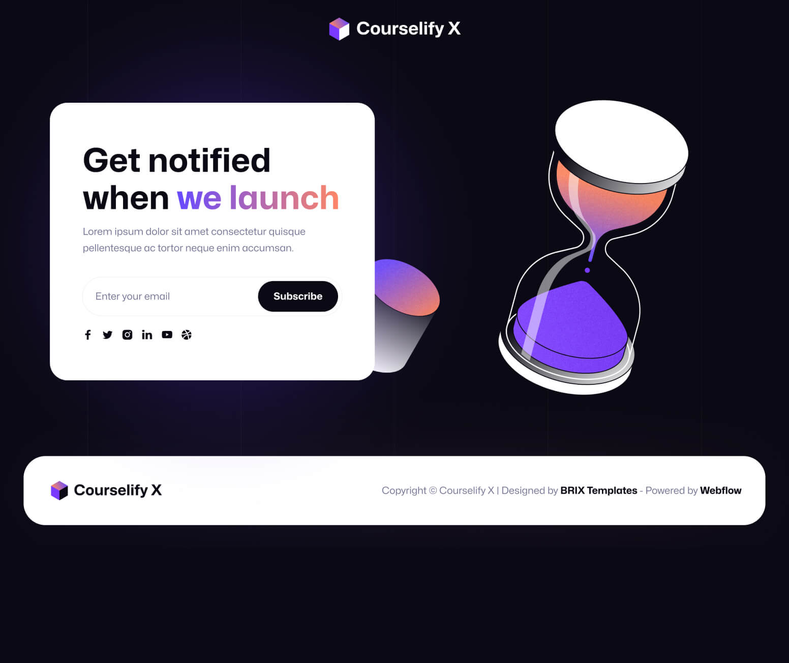 Courselify X - Coming Soon Page - Course Webflow Template