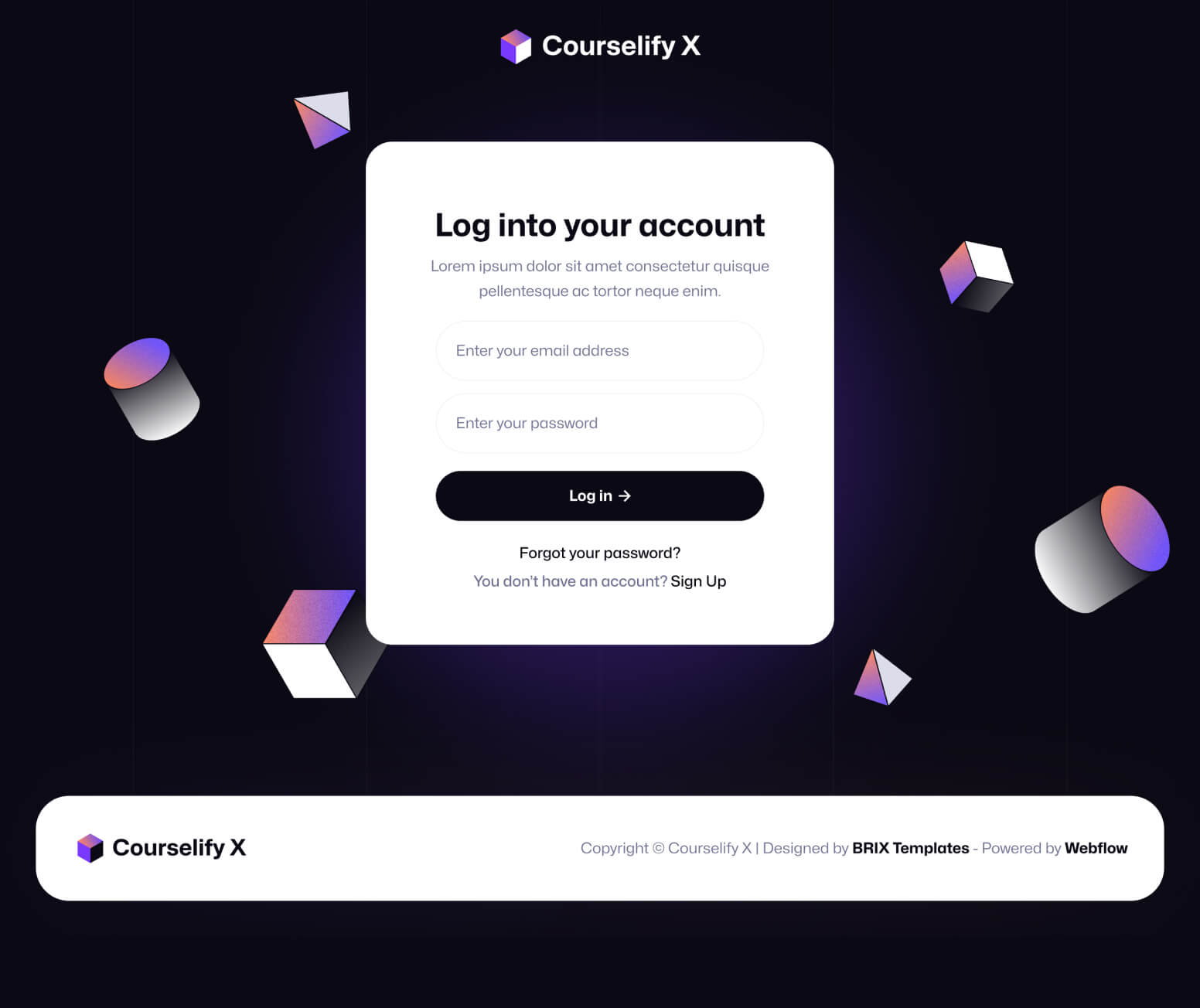 Courselify X - Sign In Page - Course Webflow Template