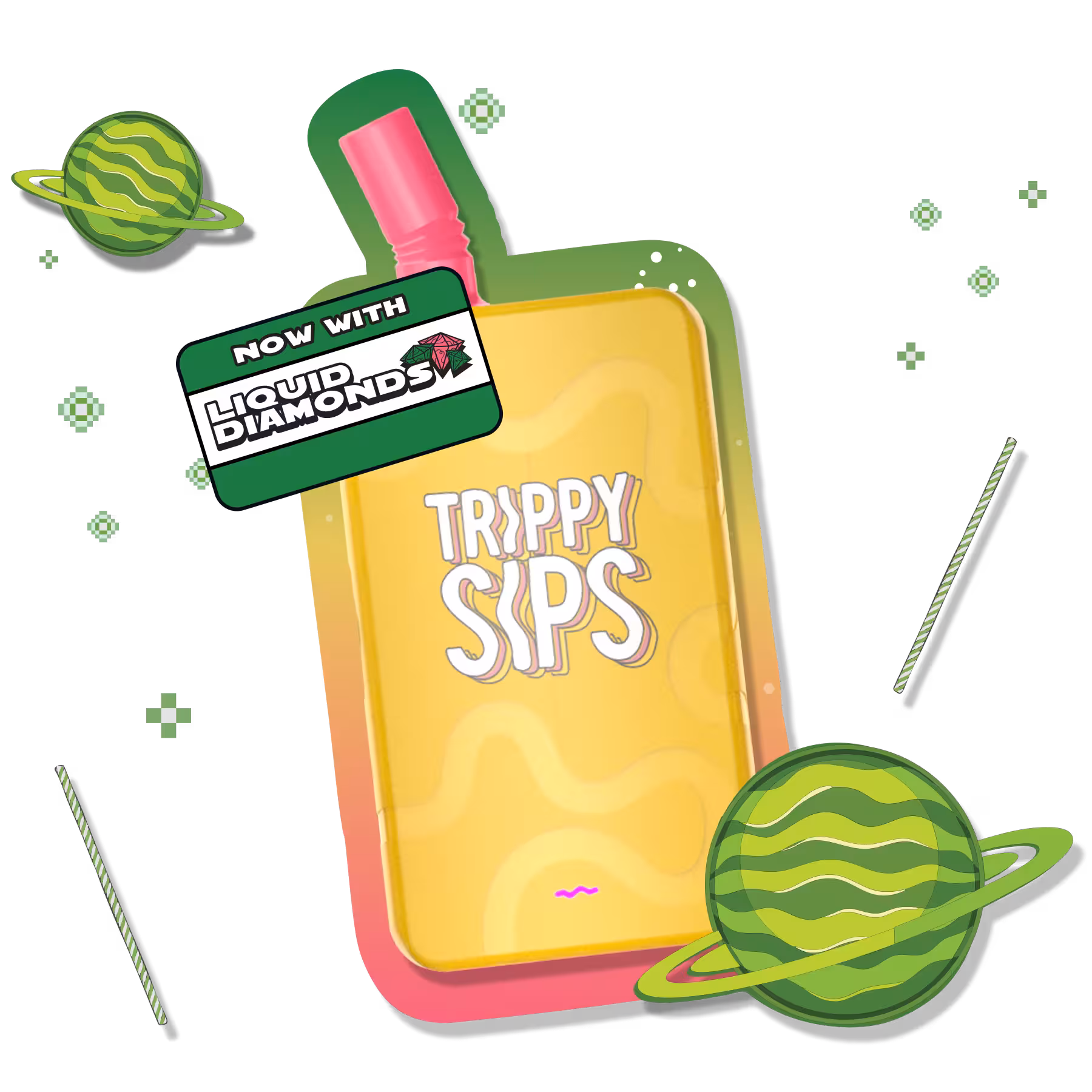 Trippy Sips Watermelon Gusherz Sativa Liquid Diamonds All-In-One Vape 
