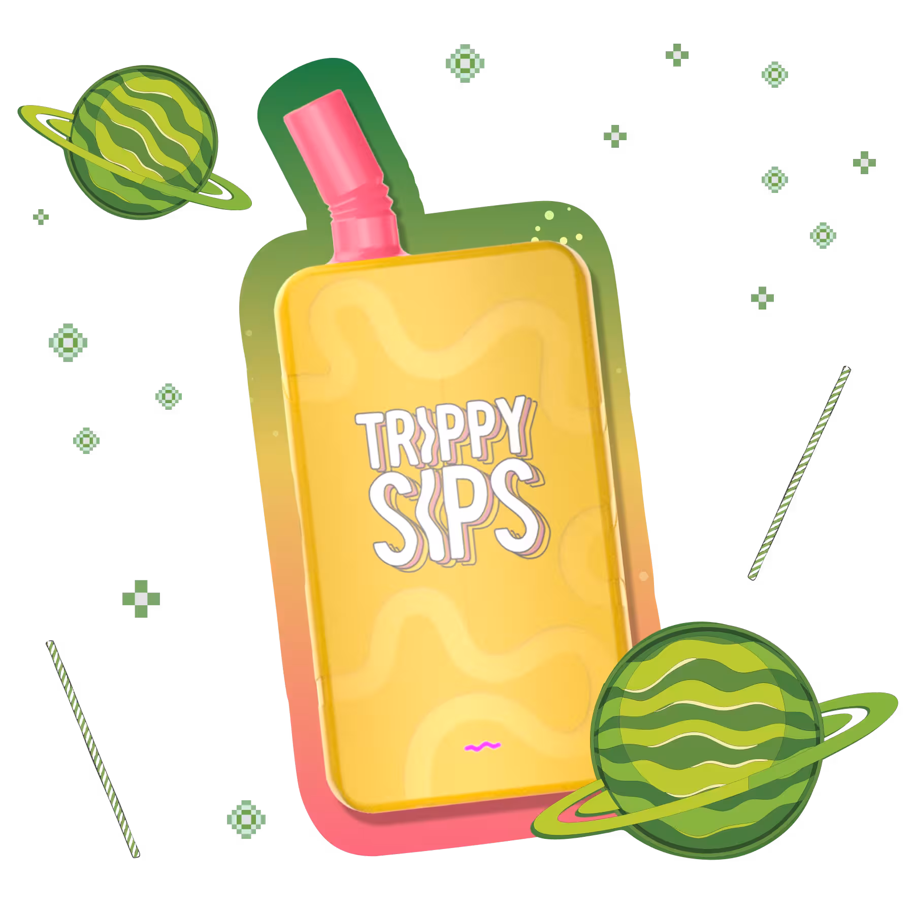Trippy Sips Watermelon Gusherz Sativa Liquid Diamonds All-In-One Vape