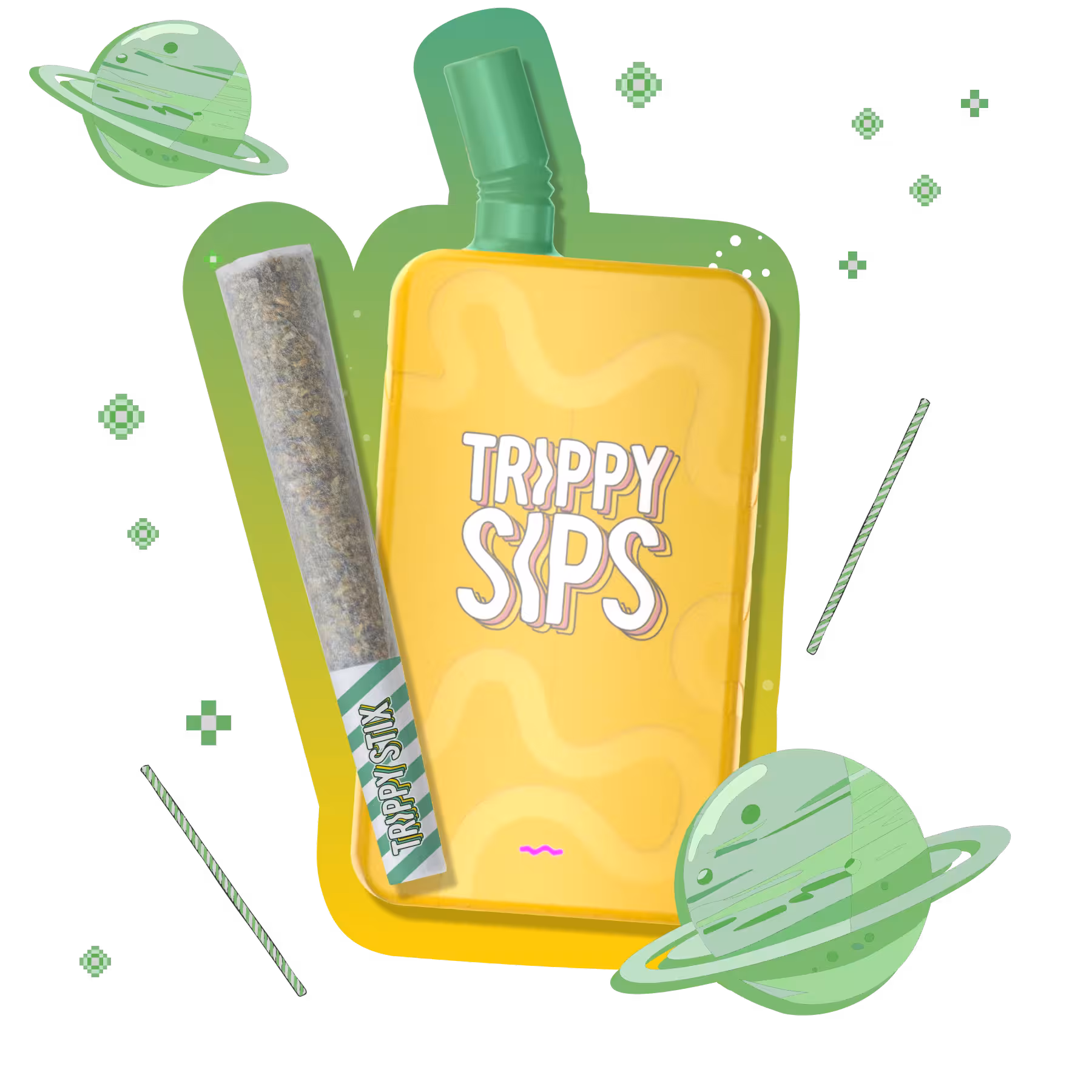 Trippy Sips Caribbean Crush Indica All-In-One Vape and Liquid Diamonds Infused Pre-Roll