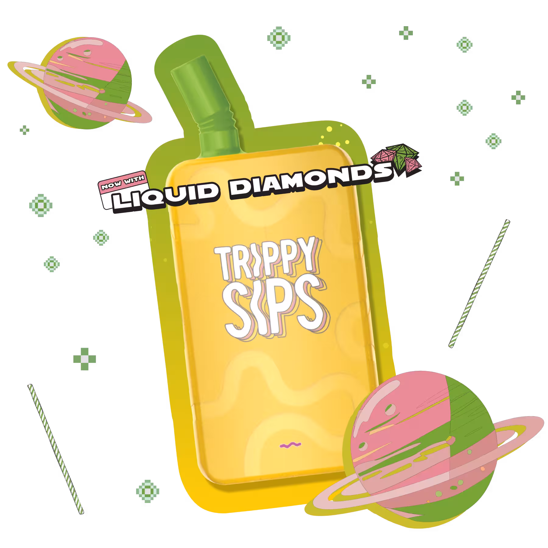 Trippy Sips Guavs Kiwitopia Sativa Liquid Diamonds All-In-One Vape