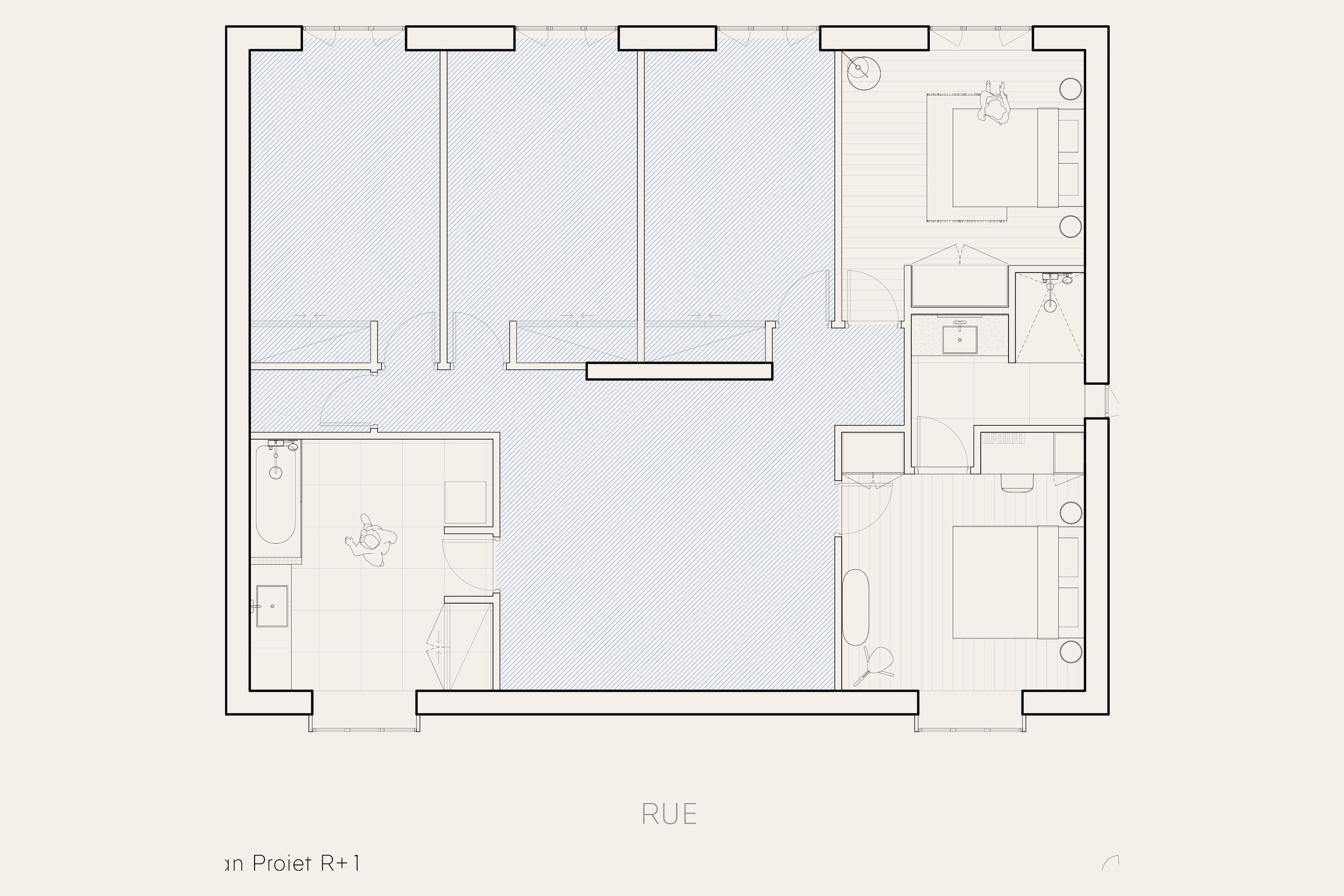 Oïkos Architectes — Maison St Cloud — plan projet R+1