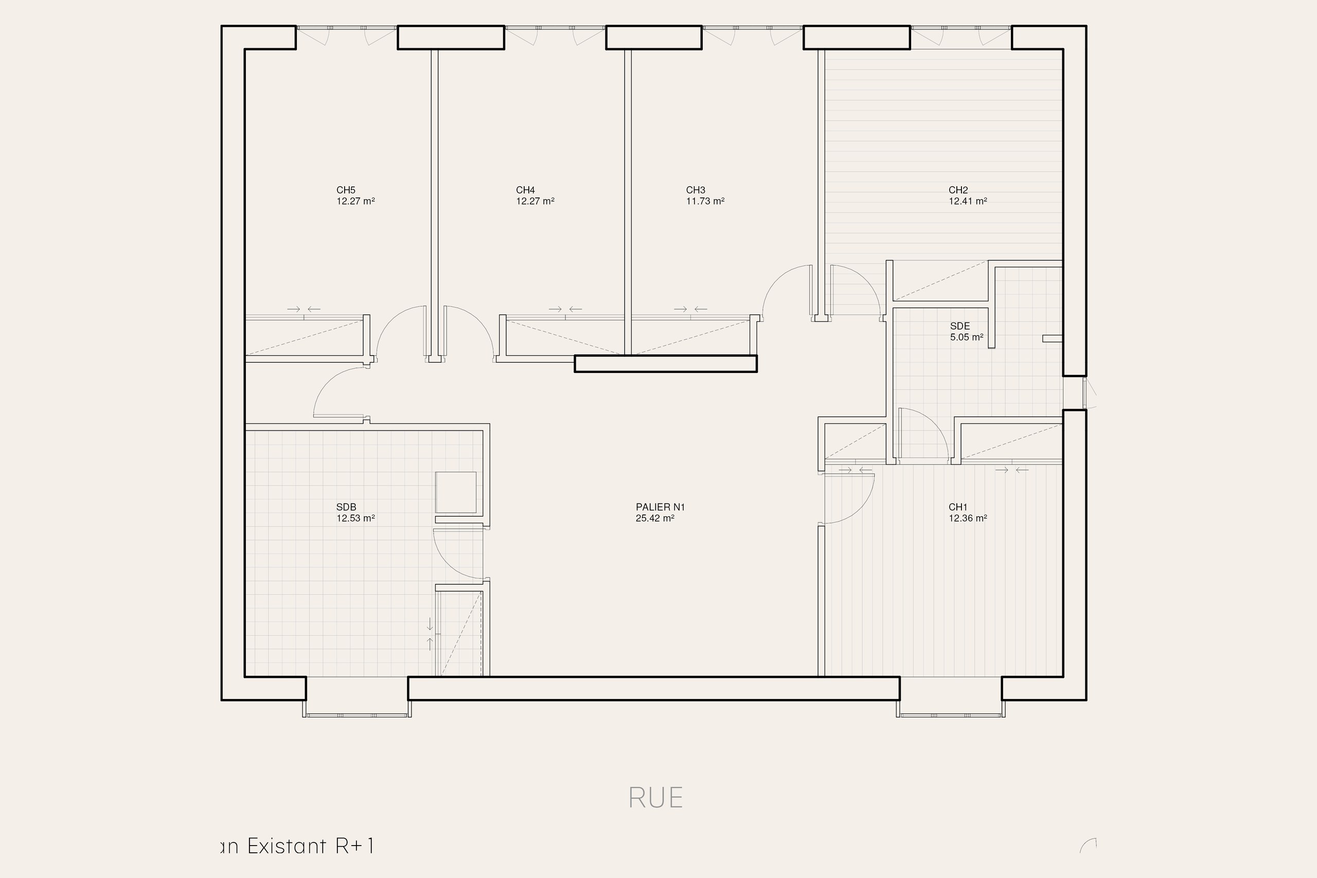 Oïkos Architectes — Maison St Cloud — plan existant R+1