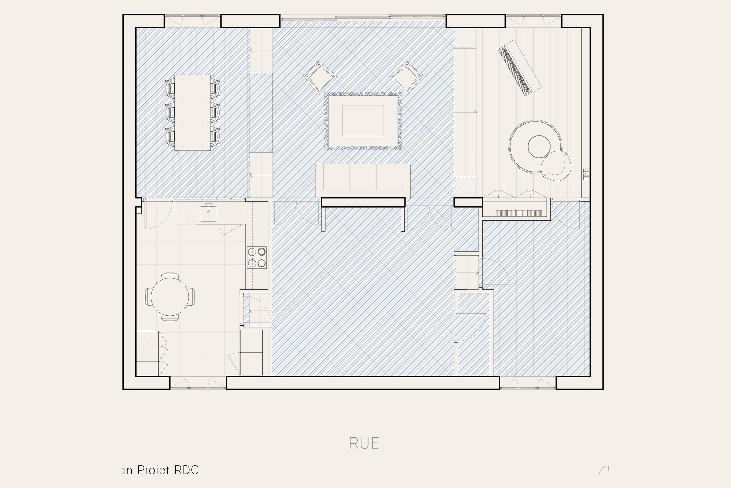 Oïkos Architectes — Maison St Cloud — plan projet RDC