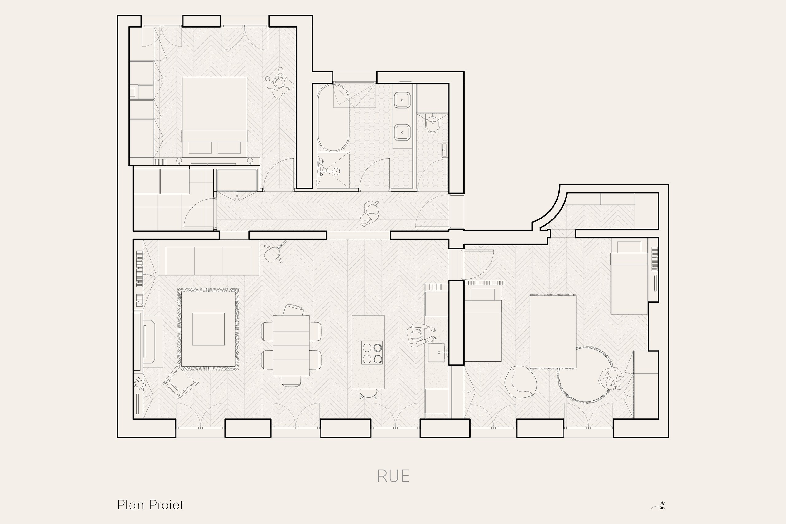 Oïkos Architectes — Appartement Chemin Vert — plan projet