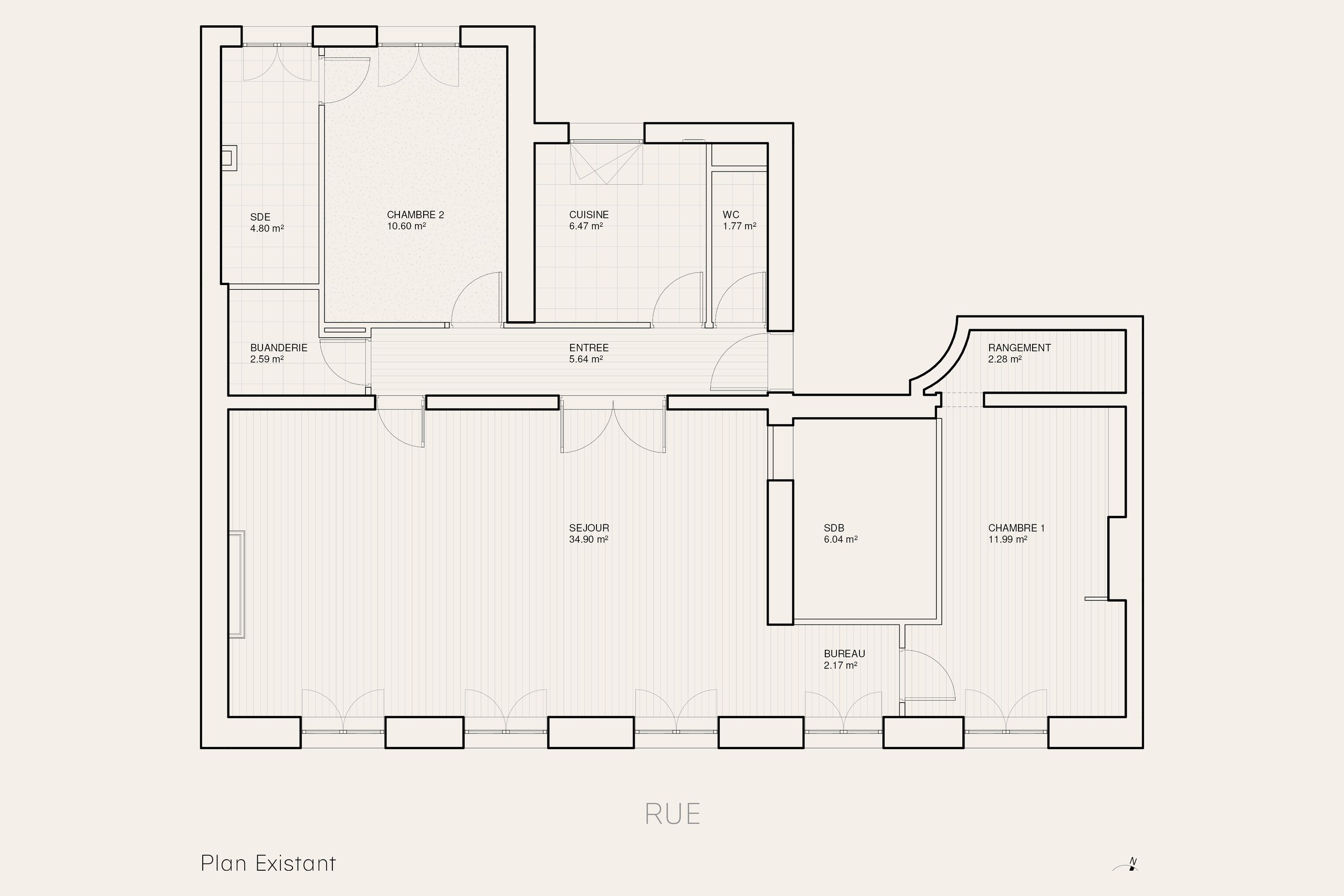 Oïkos Architectes — Appartement Chemin Vert — plan existant